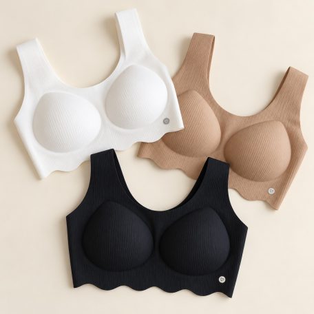 RBF SoftContour Ribbed Bra — White, Black and Brown colourways